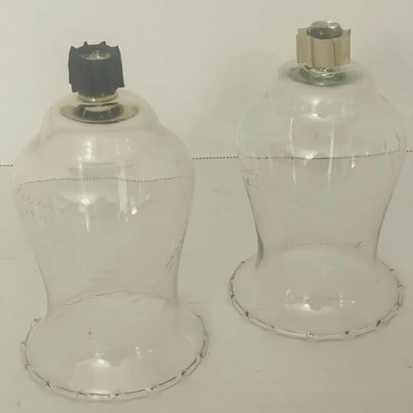 Set Of 2 Vintage Home Interior HOMCO Clear Glass ETCHED WHEAT Votive Cups 5.5” - Picture 2 of 3